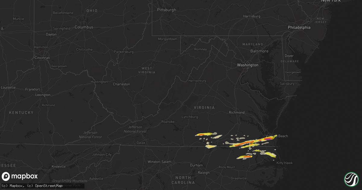 Hail map in Virginia on March 31, 2017