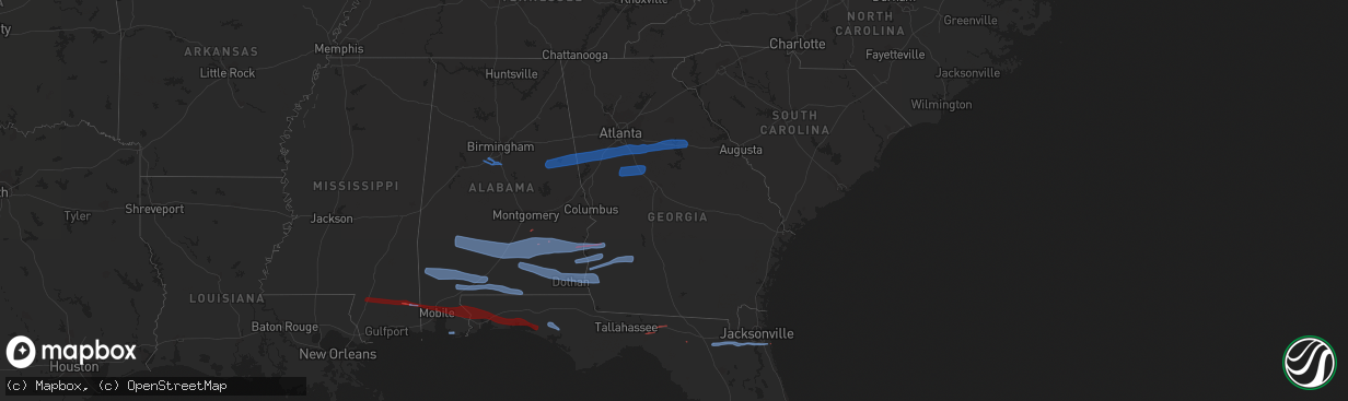 Hail map in Georgia on March 31, 2020