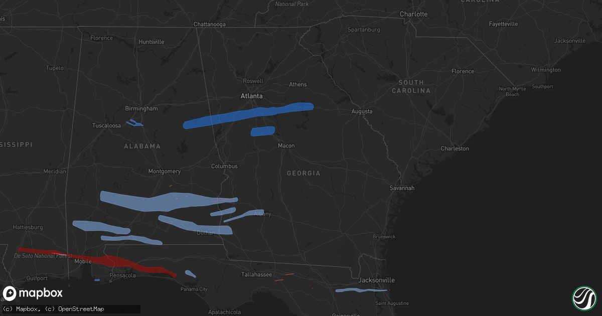 Hail map in Georgia on March 31, 2020