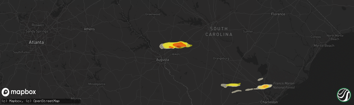 Hail map in Aiken, SC on March 31, 2021