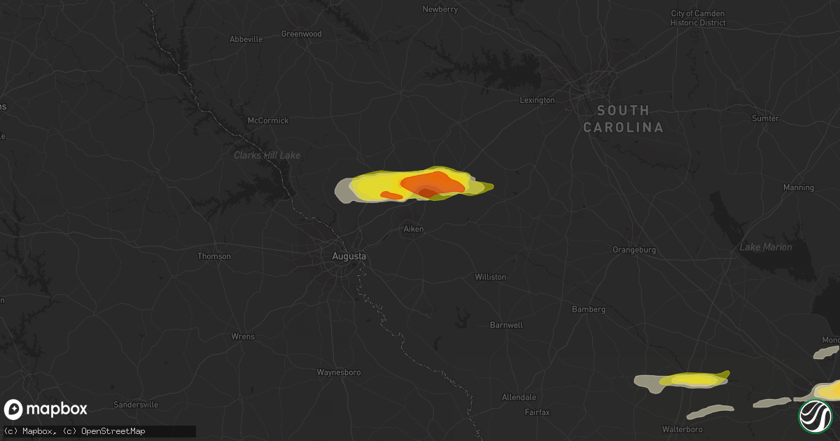Hail map in Aiken, SC on March 31, 2021
