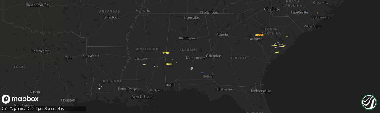 Hail map in Alabama on March 31, 2021