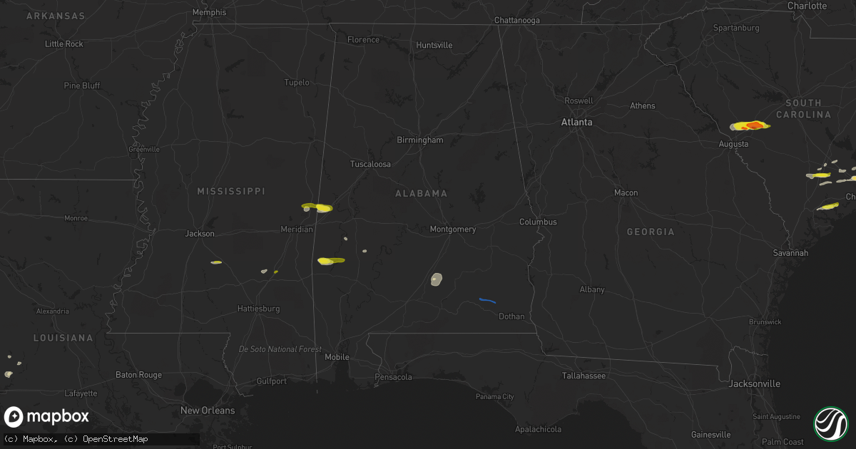 Hail map in Alabama on March 31, 2021