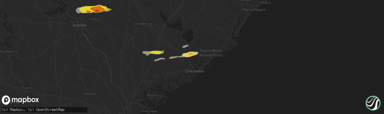 Hail map in Goose Creek, SC on March 31, 2021