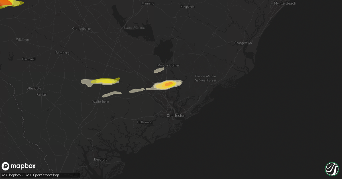 Hail map in Goose Creek, SC on March 31, 2021