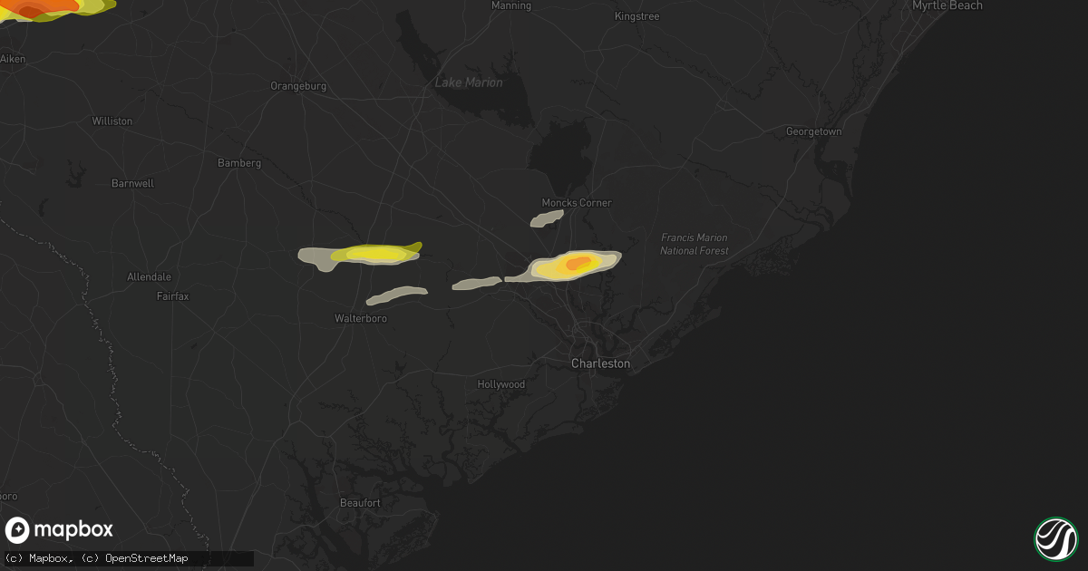 Hail map in Ladson, SC on March 31, 2021