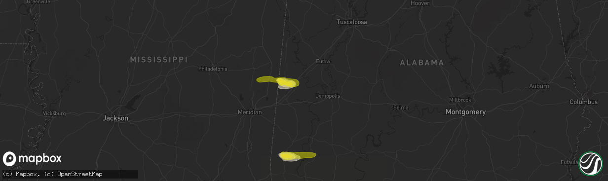 Hail map in Livingston, AL on March 31, 2021