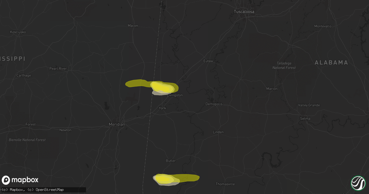 Hail map in Livingston, AL on March 31, 2021