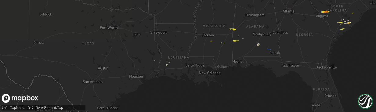 Hail map in Louisiana on March 31, 2021