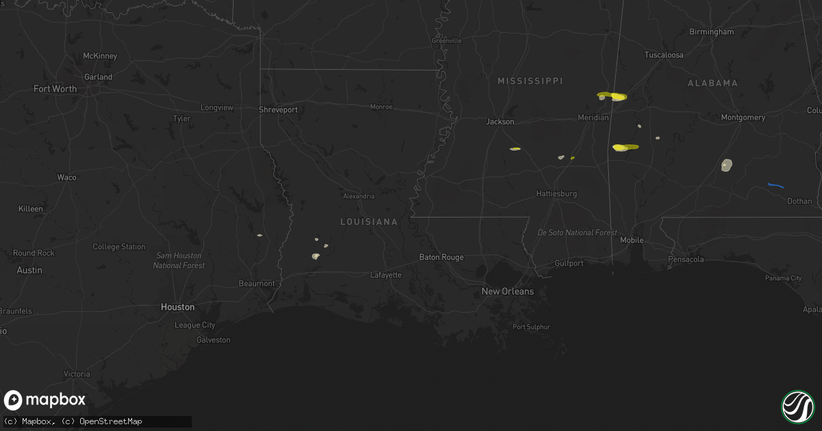 Hail map in Louisiana on March 31, 2021