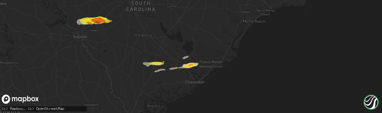 Hail map in Moncks Corner, SC on March 31, 2021