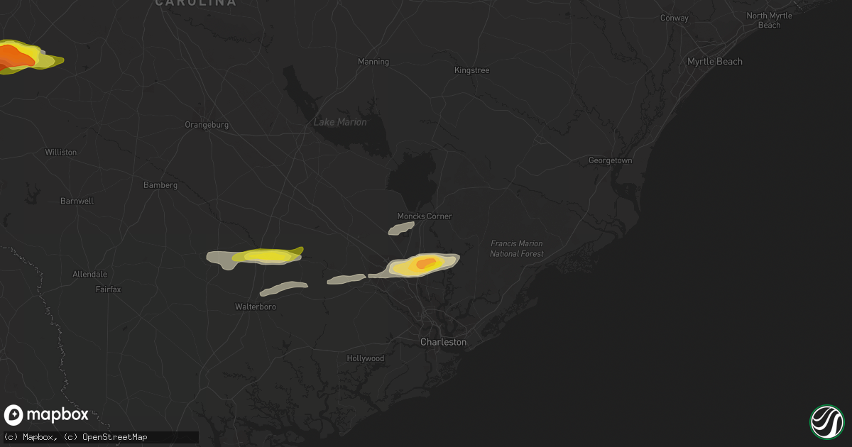 Hail map in Moncks Corner, SC on March 31, 2021