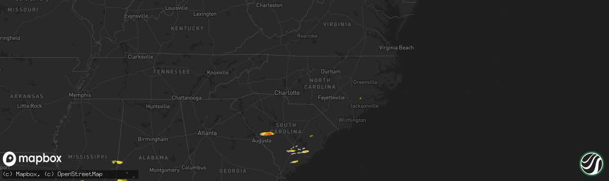 Hail map in North Carolina on March 31, 2021