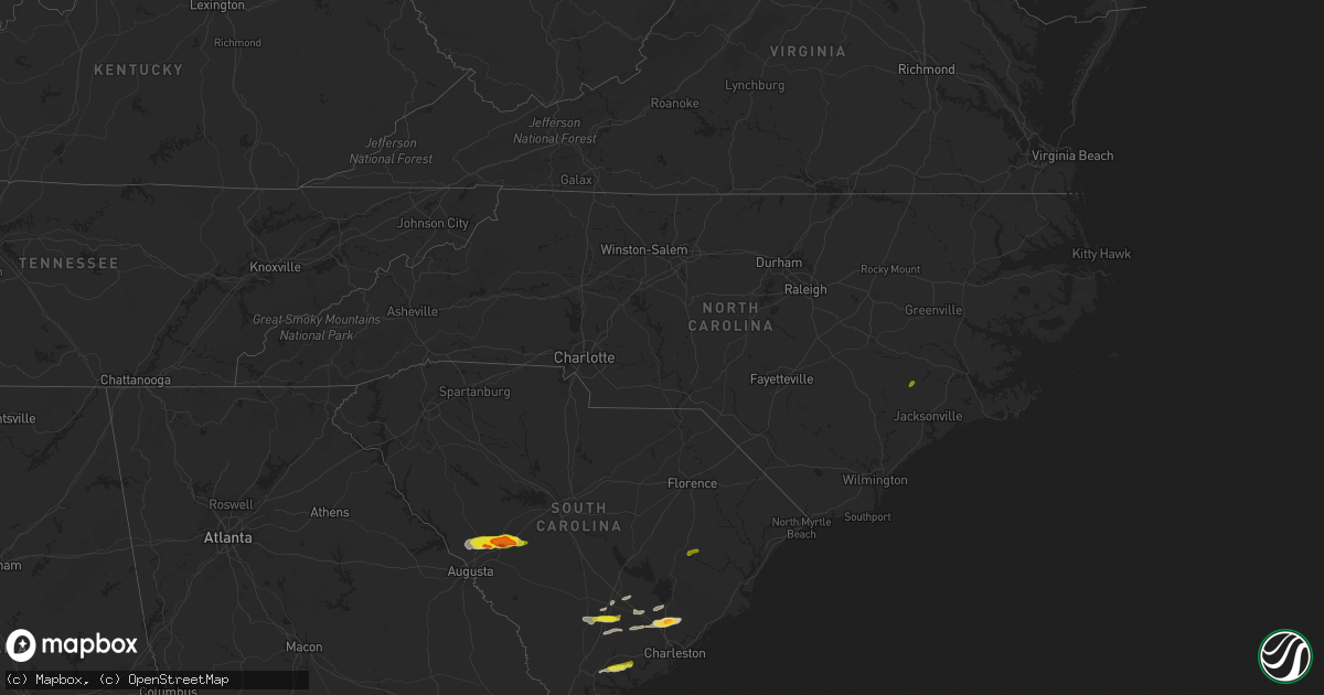 Hail map in North Carolina on March 31, 2021