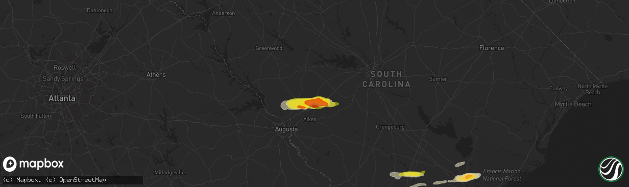 Hail map in Ridge Spring, SC on March 31, 2021