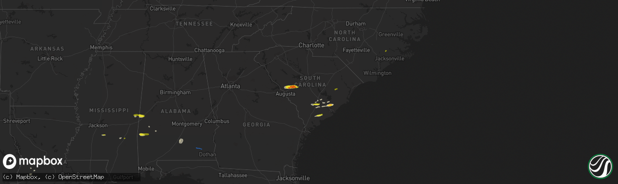 Hail map in South Carolina on March 31, 2021