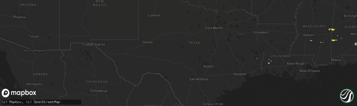 Hail map in Texas on March 31, 2021