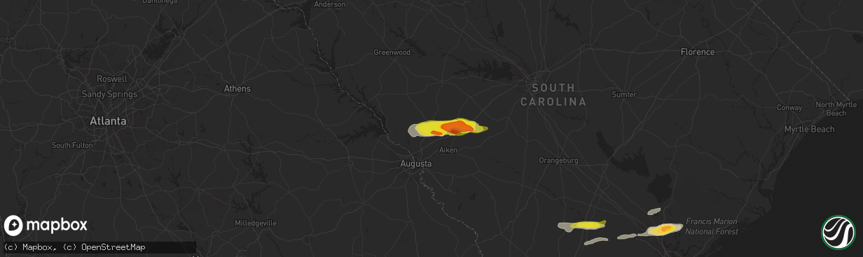 Hail map in Trenton, SC on March 31, 2021