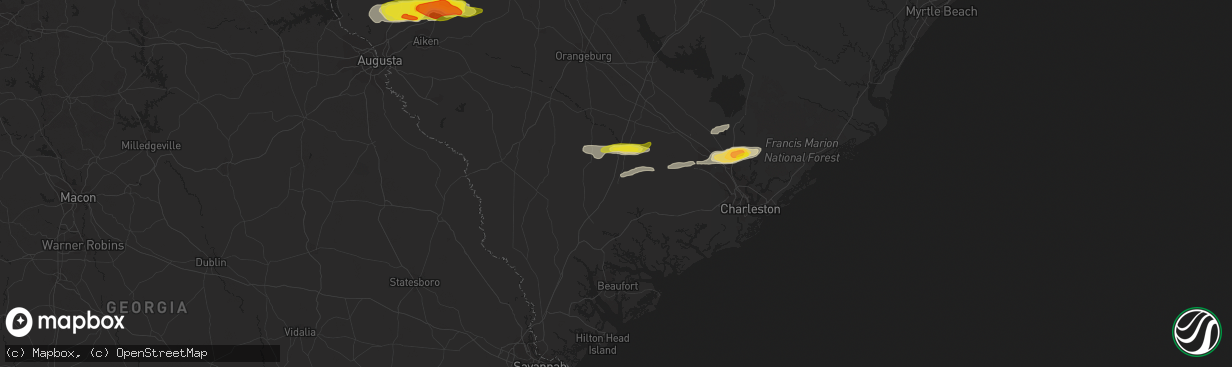 Hail map in Walterboro, SC on March 31, 2021