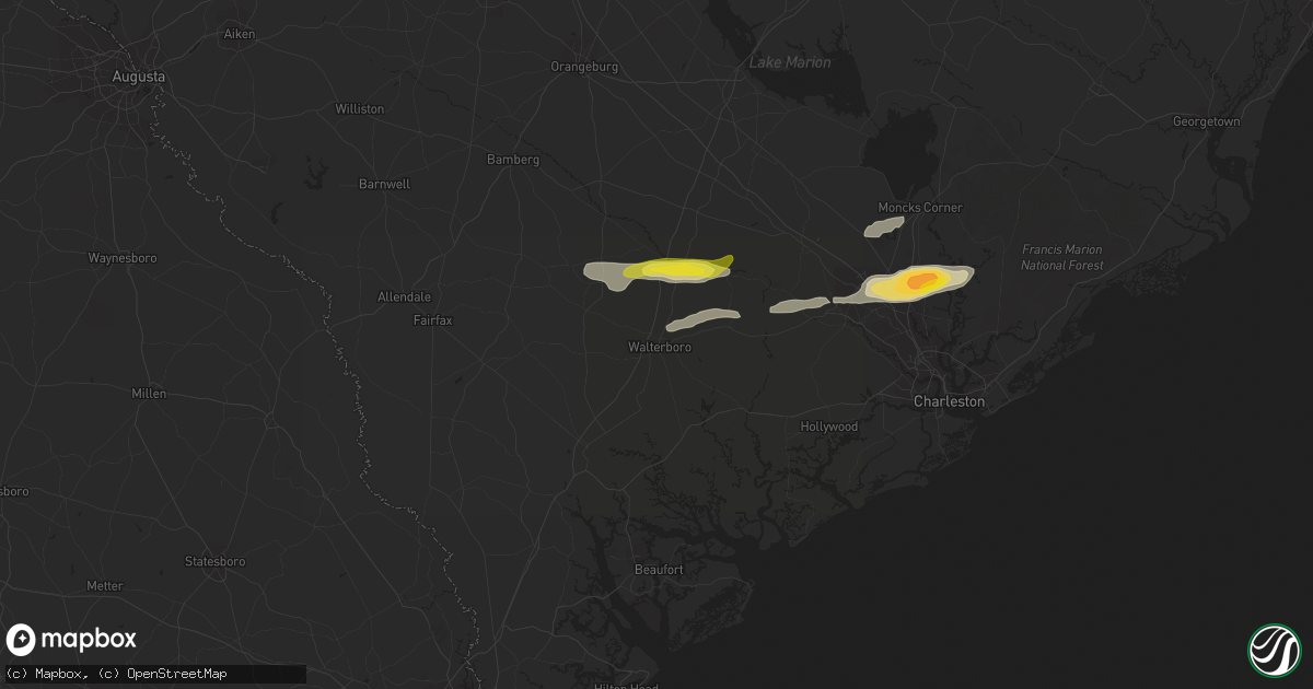 Hail map in Walterboro, SC on March 31, 2021