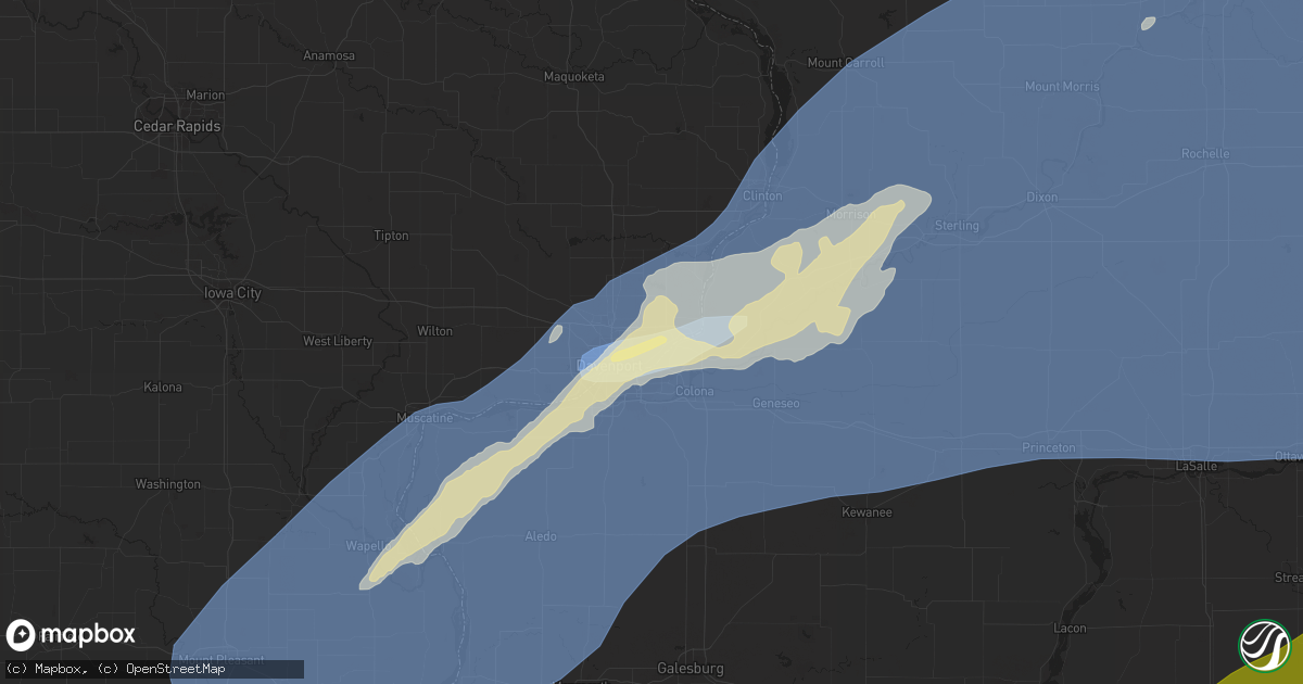 Hail map in Bettendorf, IA on March 31, 2023