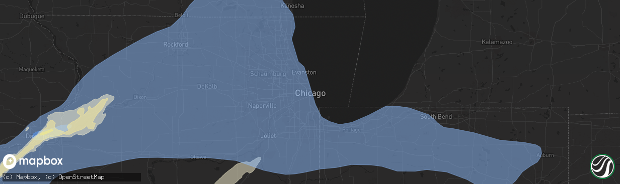 Hail map in Chicago, IL on March 31, 2023
