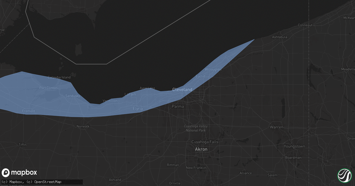 Hail map in Cleveland, OH on March 31, 2023