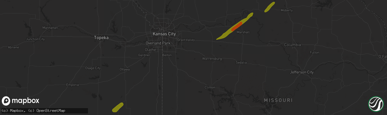 Hail map in Clifton Hill, MO on March 31, 2023