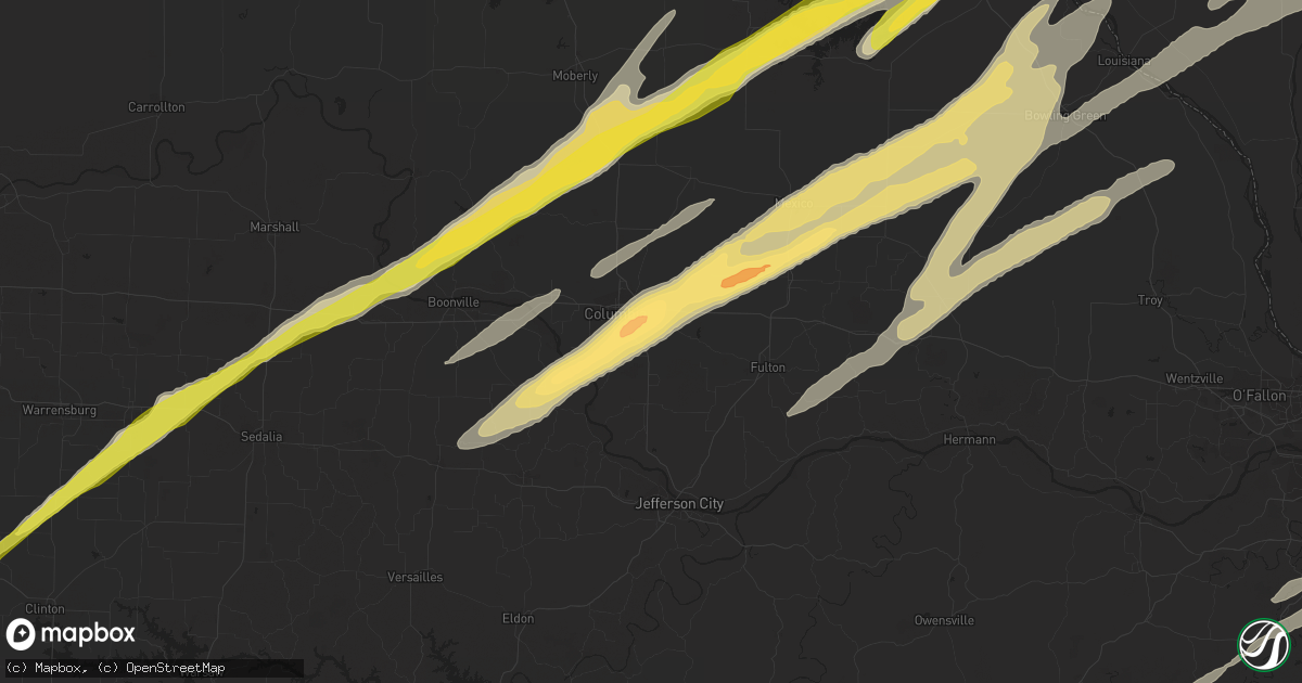 Hail map in Columbia, MO on March 31, 2023