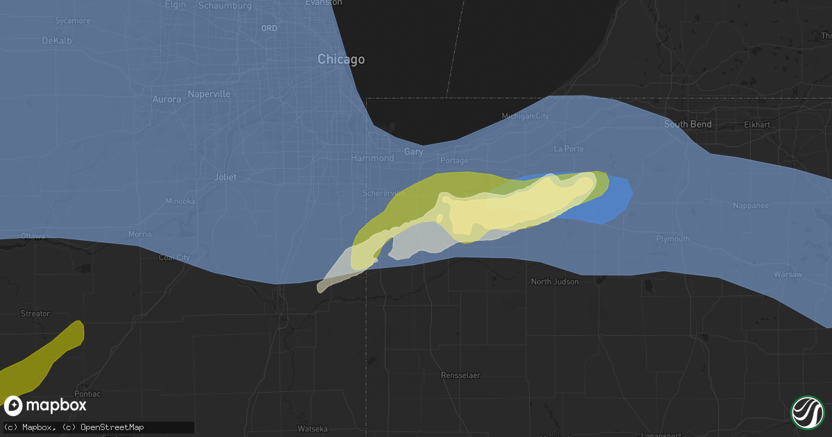 Hail map in Crown Point, IN on March 31, 2023