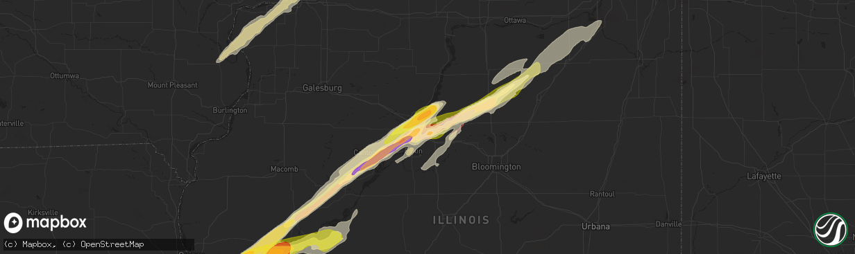 Hail map in East Peoria, IL on March 31, 2023