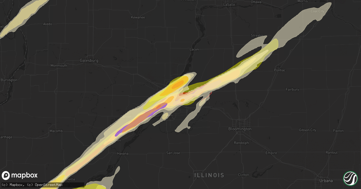 Hail map in East Peoria, IL on March 31, 2023
