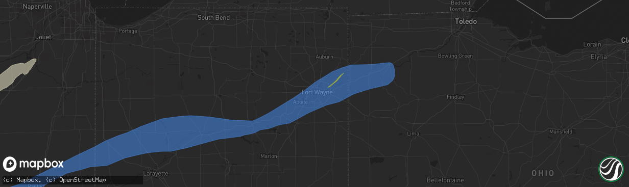 Hail map in Fort Wayne, IN on March 31, 2023