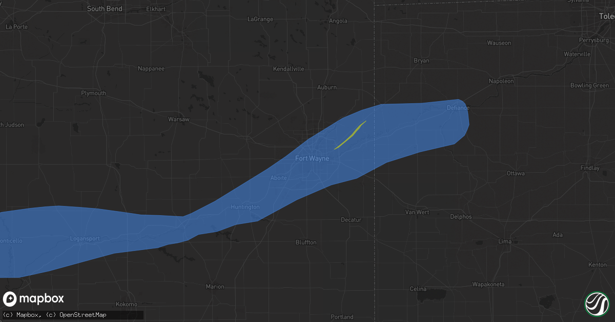 Hail map in Fort Wayne, IN on March 31, 2023