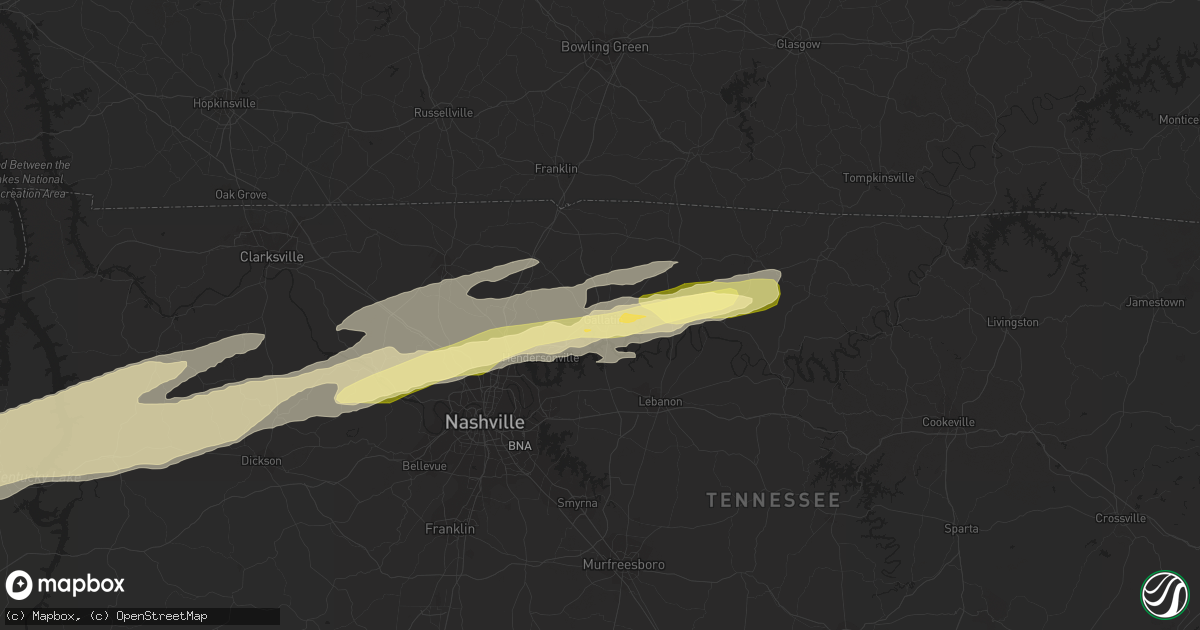 Hail map in Gallatin, TN on March 31, 2023