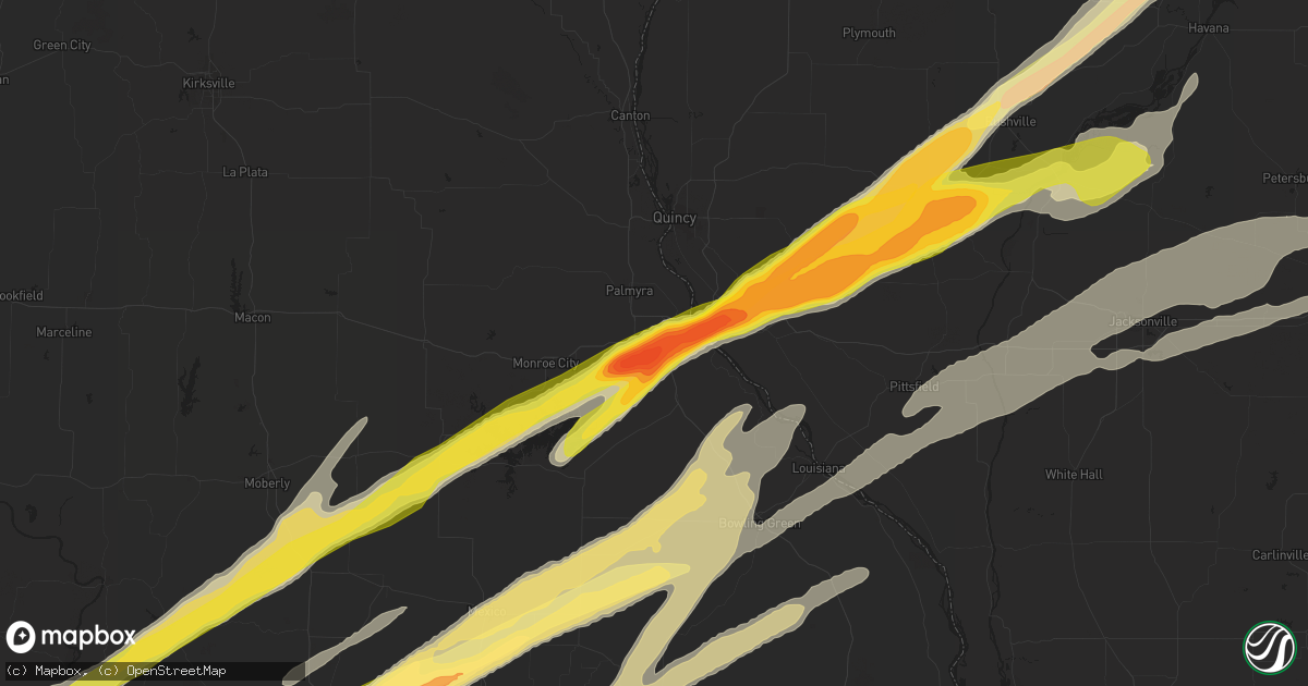 Hail map in Hannibal, MO on March 31, 2023