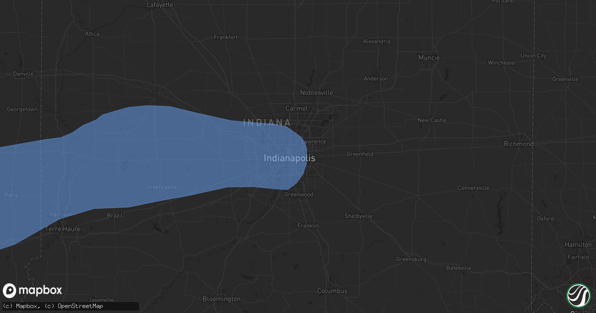 Hail map in Indianapolis, IN on March 31, 2023