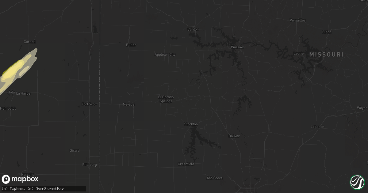 Hail map in Miami, MO on March 31, 2023