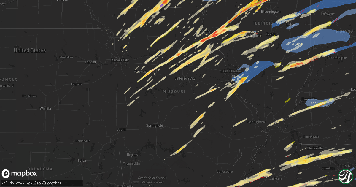 Hail map in Missouri on March 31, 2023