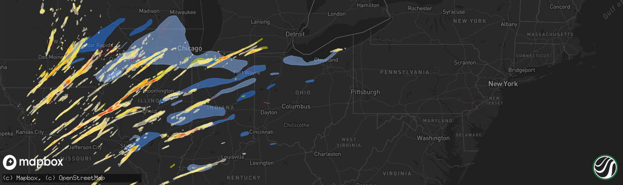 Hail map in Ohio on March 31, 2023