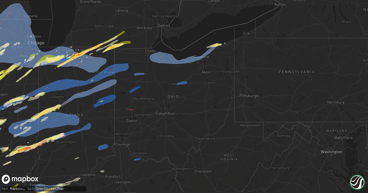 Hail map in Ohio on March 31, 2023