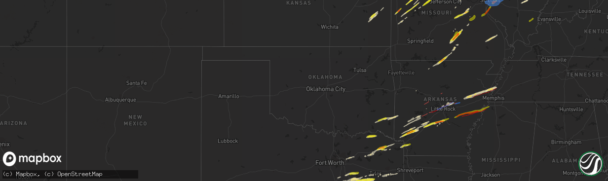 Hail map in Oklahoma on March 31, 2023