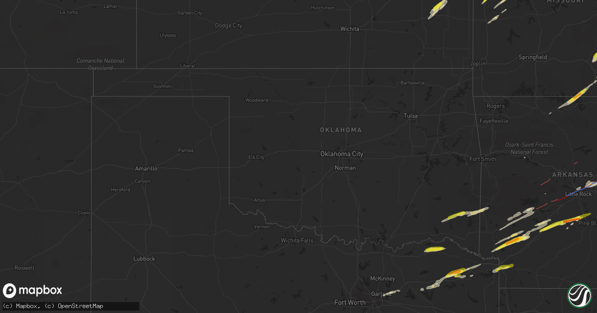 Hail map in Oklahoma on March 31, 2023