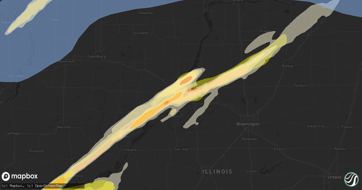 Hail map in Peoria, IL on March 31, 2023