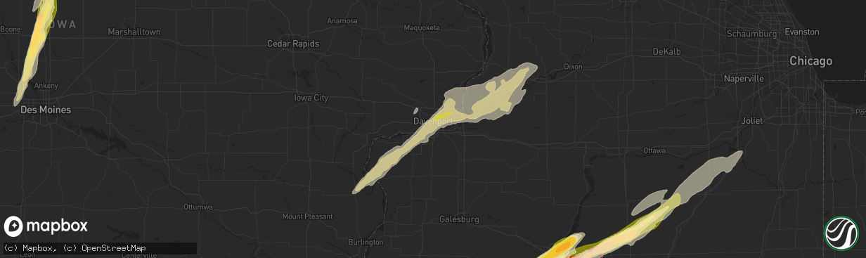 Hail map in Rock Island, IL on March 31, 2023