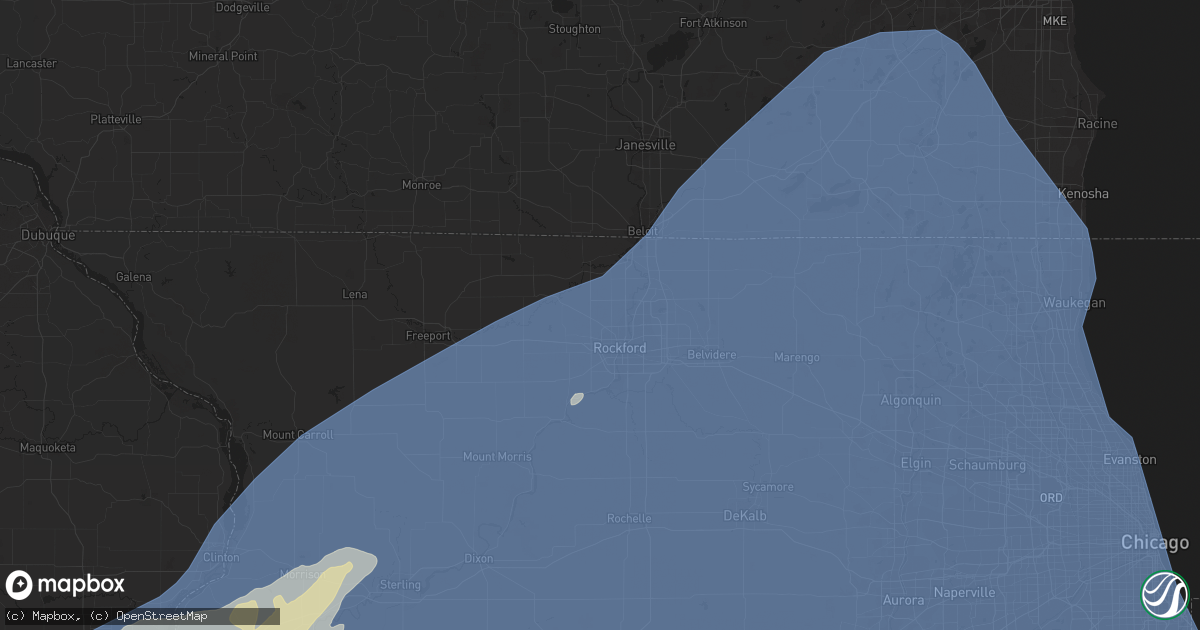 Hail map in Rockford, IL on March 31, 2023
