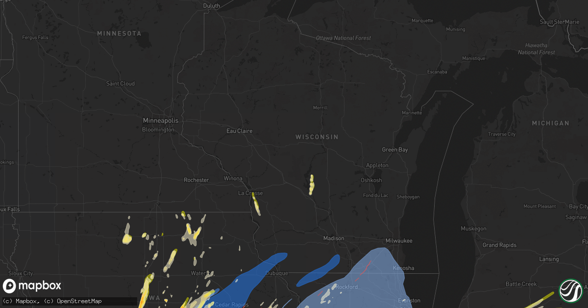 Hail map in Wisconsin on March 31, 2023