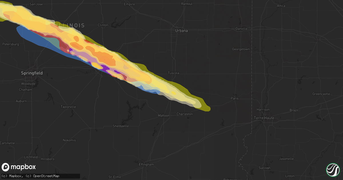 Hail map in Arcola, IL on March 31, 2024