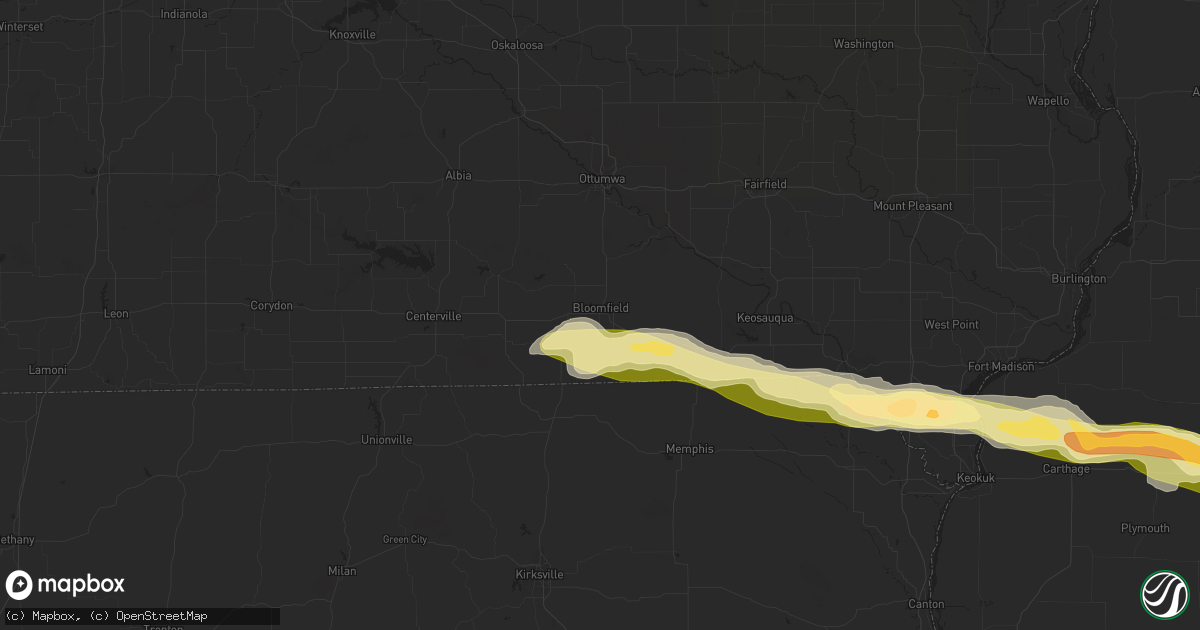 Hail map in Bloomfield, IA on March 31, 2024