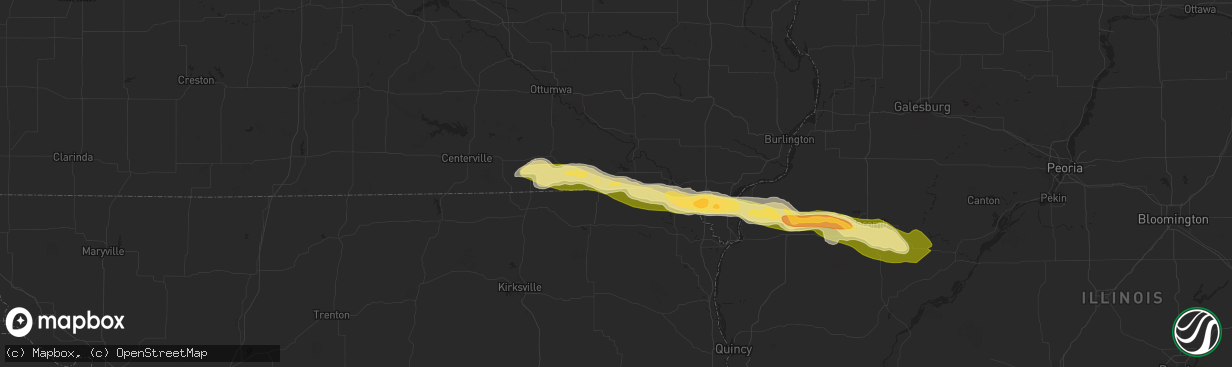 Hail map in Cantril, IA on March 31, 2024